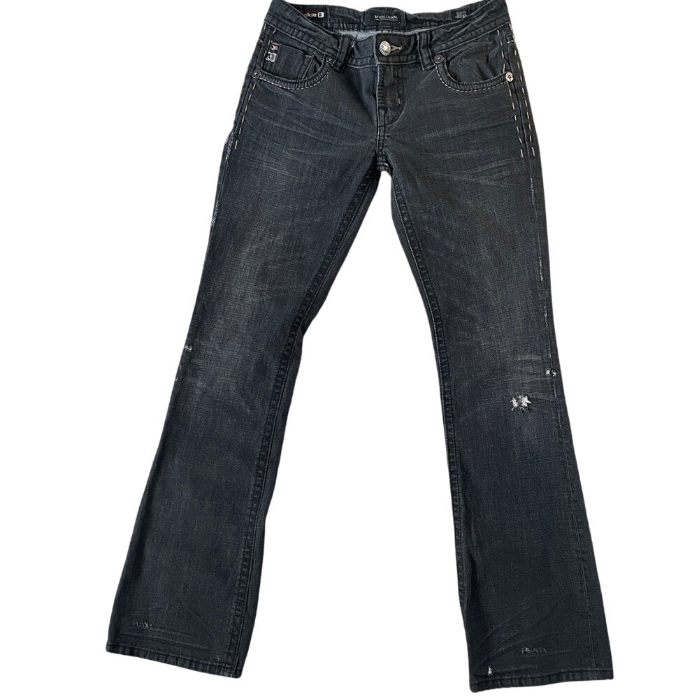 Mek Denim Dalian Bootcut Jeans Buckle‎ Exclusive Dark Wash Distressed 27x32